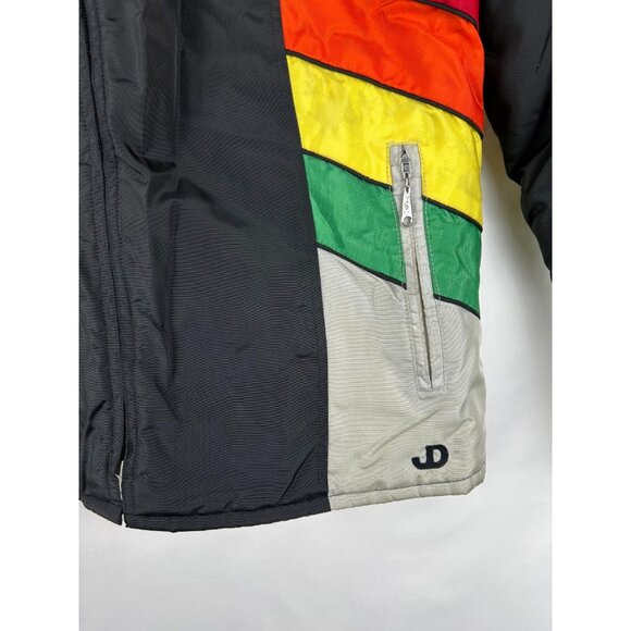 Vintage John Deere Womens L Ski Snowmobile Jacket  80s 90s Black Rainbow Color - Picture 12 of 16